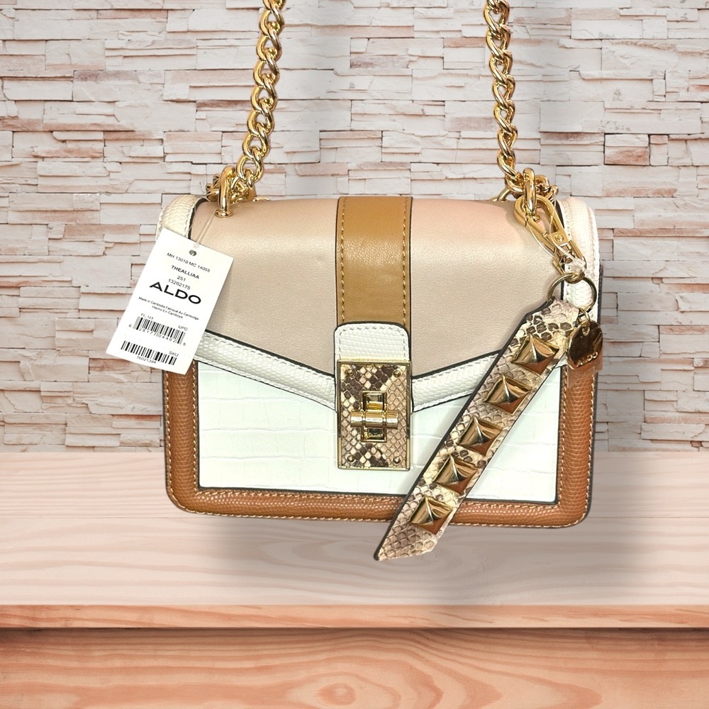 ALDO Thealliaa Dark Beige Colorblock Crossbody Bag NWT